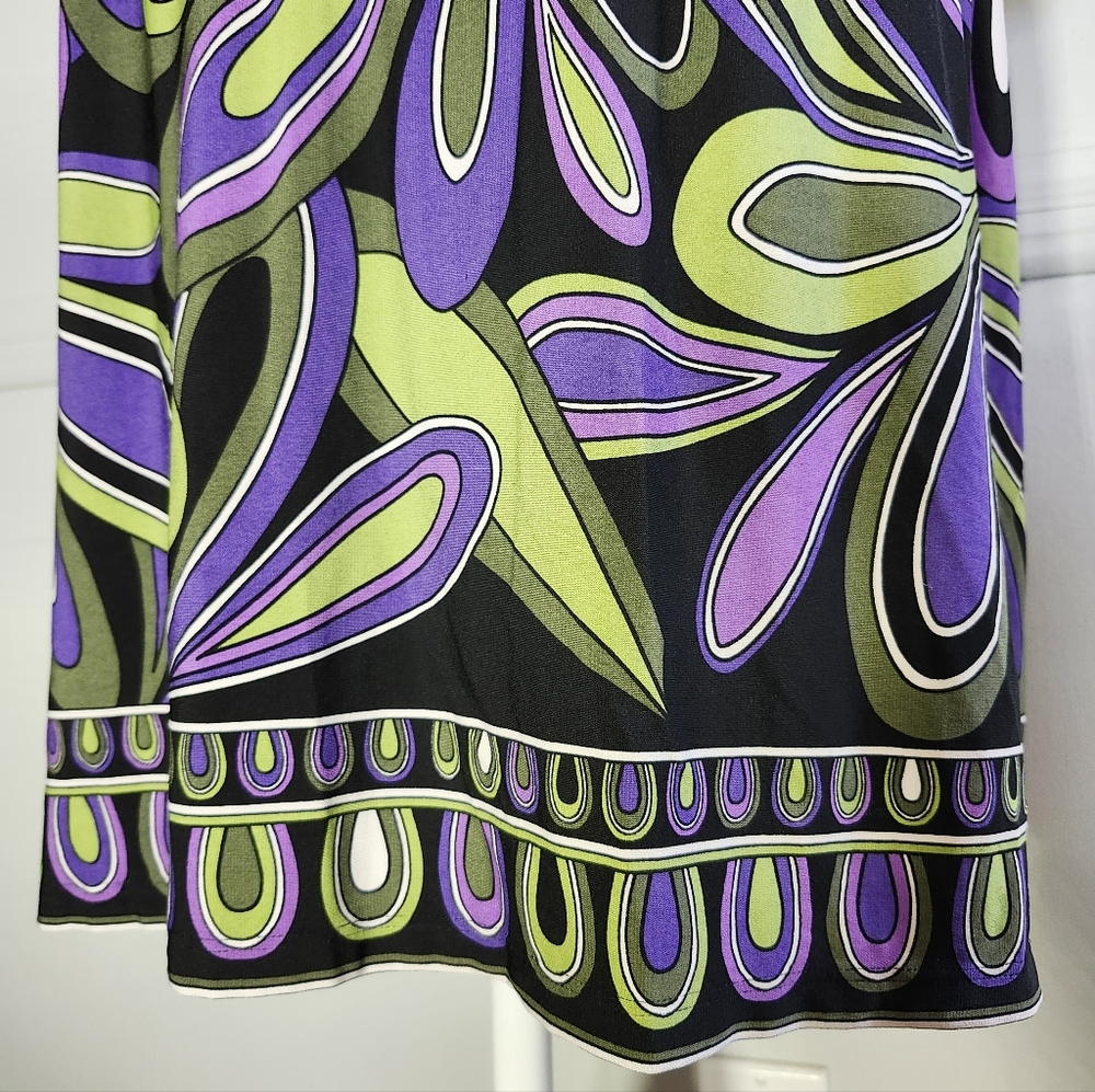 Sandra Darren Purple Green Cocktail Dress Knee-Length 3/4 Sleeve - Picture 4 of 5